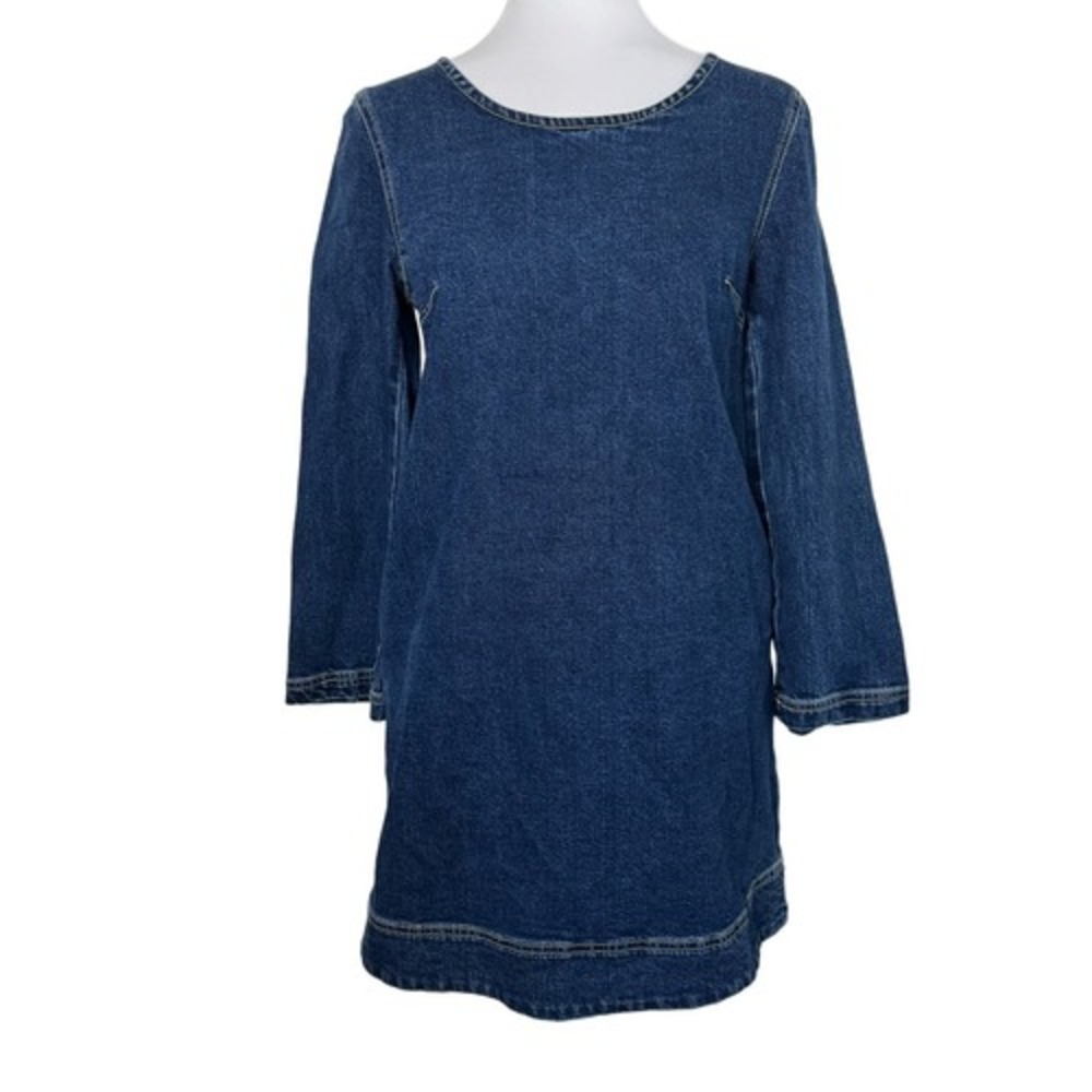Rachel Antonoff Dress Denim Jean Mini Shift Long Sleeve Size S